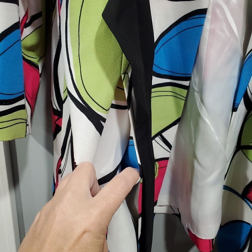 NWT Nine West Women's Printer Tie Wrap Topper Jacket Green Pink Blue Lined Sz 6 - Picture 12 of 16